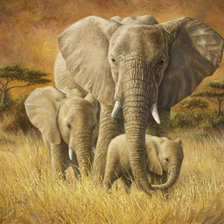 Оригинал схемы вышивки «семейство слонов» (№215197)
