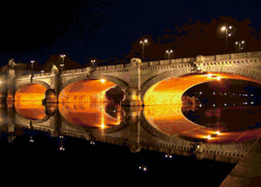 мост - река, мост, ночь, отражение - предпросмотр