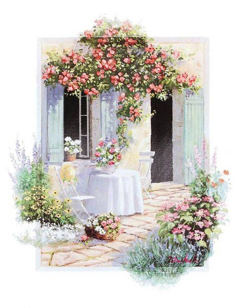 Цветочный дворик - цветочное, цветы, дворик - оригинал