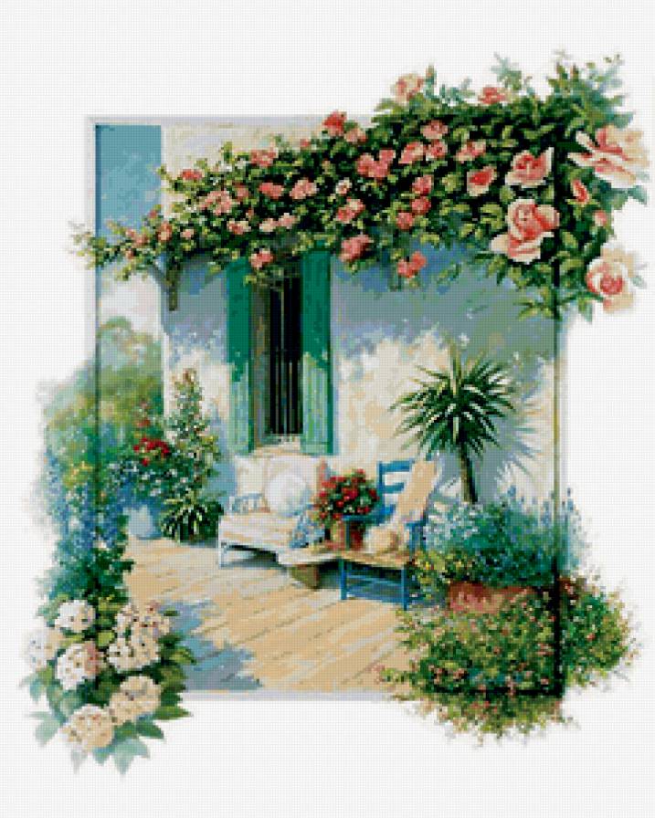 Цветочный дворик - цветочное, цветы, дворик - предпросмотр