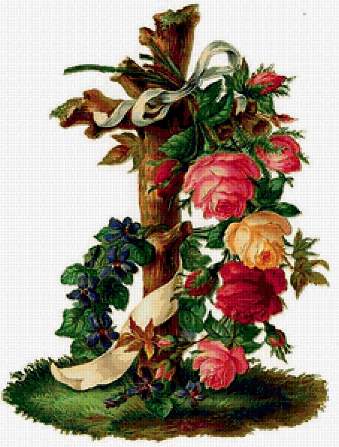 ПАСХА - цветы, композиция, праздники, пасха, крест - предпросмотр
