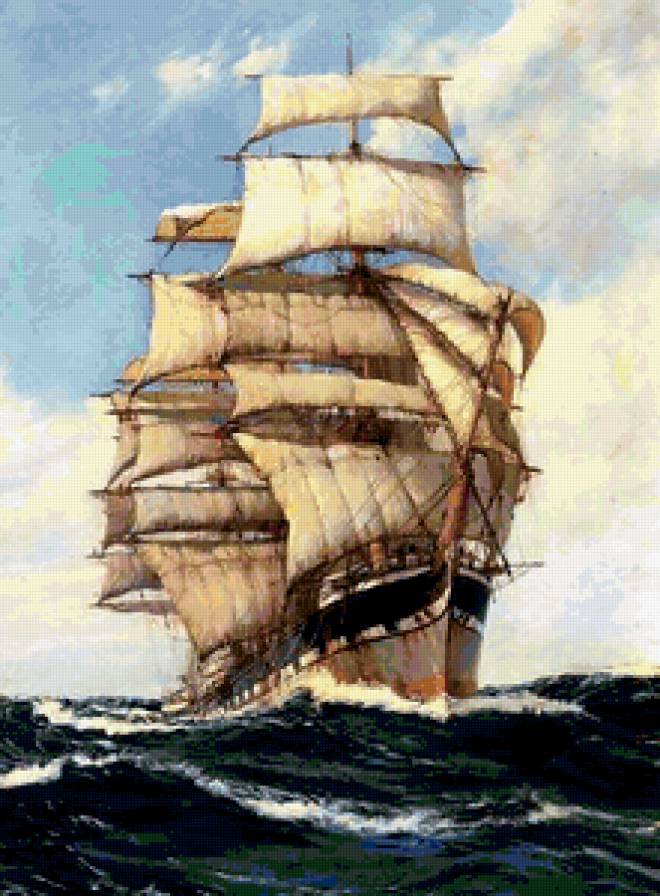Парусник на море - корабль, море - предпросмотр