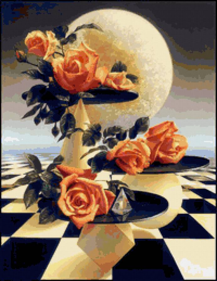 Геометрия и розы - абстракция, картинка, натюрморт.живопись - предпросмотр