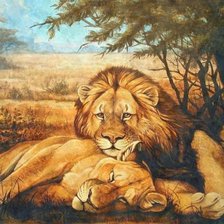 Схема вышивки «пара львов»