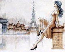 Оригинал схемы вышивки «девушка на фоне эйфелевой башни» (№217572)