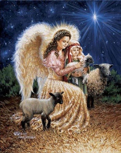 ДЕТИ - ангел, рождество, дети, праздники, фея, звезда, ночь, ягненок - оригинал