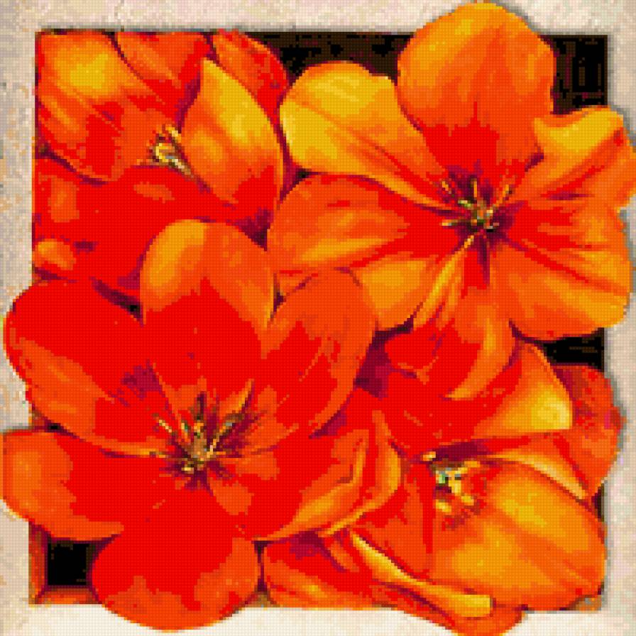 подушка - цветы, букет, оранжевые, подушка - предпросмотр