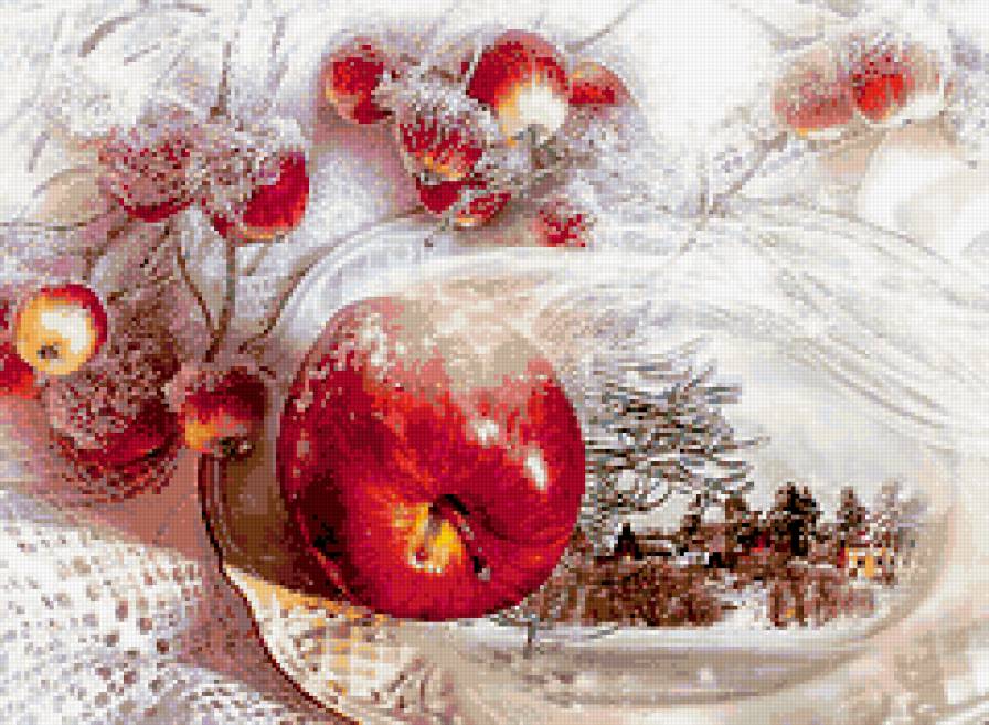 яблоки на снегу - , натюрморт. яблоки.снег.зима, природа, романтика, букет, цветы - предпросмотр