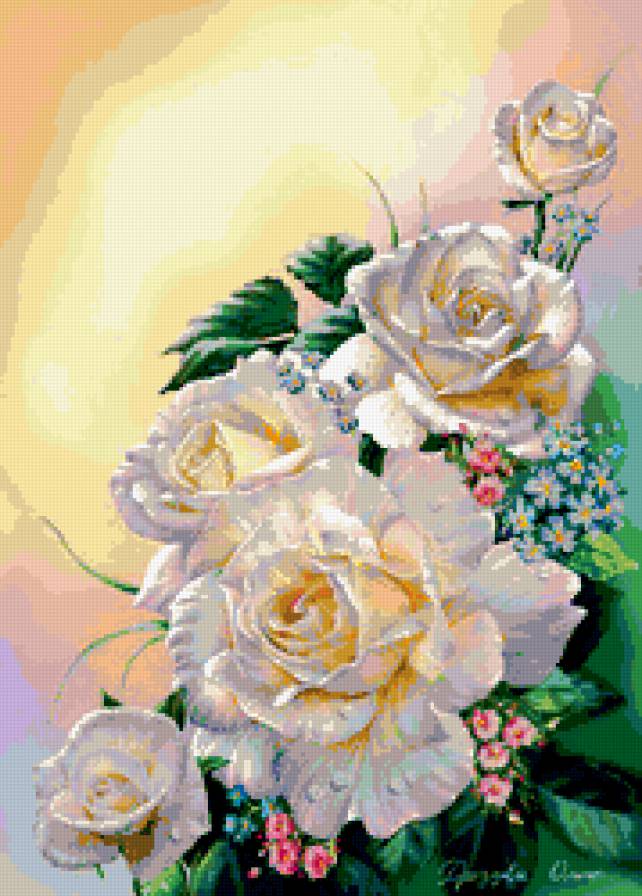 РОЗЫ - белая роза, букет, цветы - предпросмотр