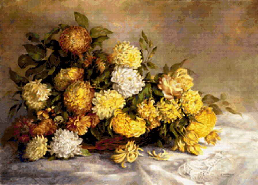 Букет хризантем. - натюрморт, букет, хризантемы, цветы - предпросмотр