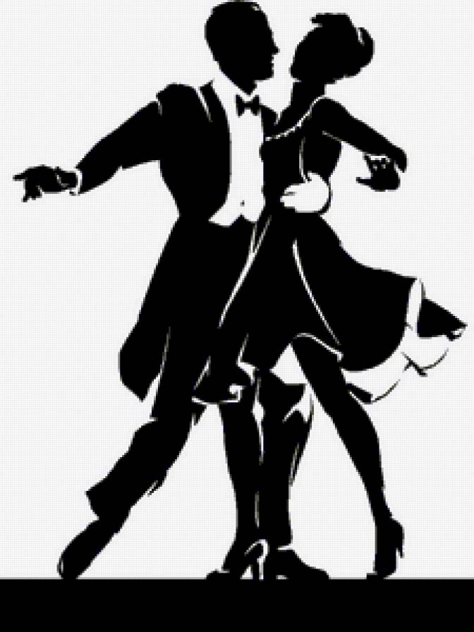 Танцующая пара - черно-белое, монохром, мужчина, танец, женщина, девушка, пара - предпросмотр