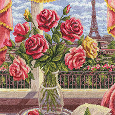 Оригинал схемы вышивки «париж и розы» (№219822)