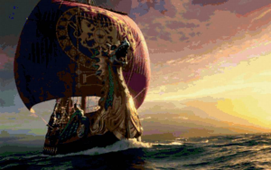 корабль викингов 2 - викинги, море, корабль - предпросмотр
