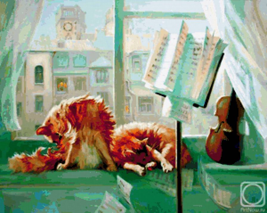 Музыка - скрипка, коты, дом - предпросмотр