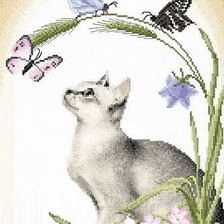 Схема вышивки «Кот с цветком»