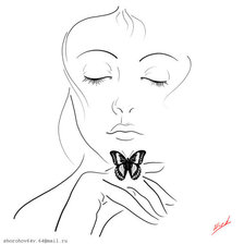 Оригинал схемы вышивки «Девушка с бабочкой» (№221877)