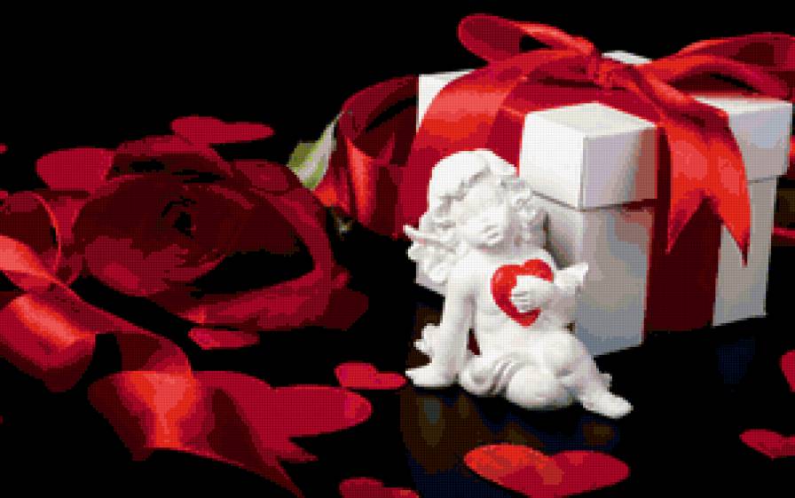с днём Св. Валентина - подарок, ангел, сердце - предпросмотр