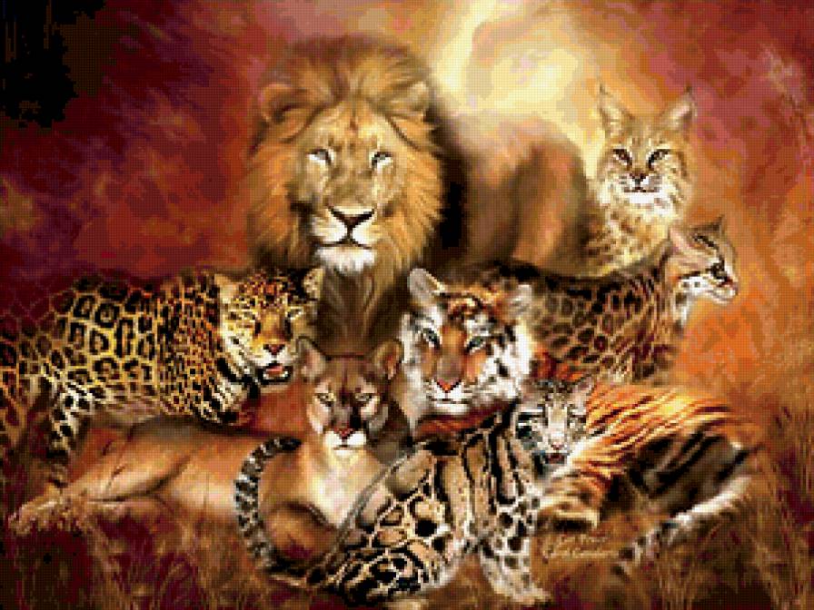 ЖИВНОСТИ САВАНЫ - хищники, лев, тигр, животны, гепард, дикие кошки, пума - предпросмотр
