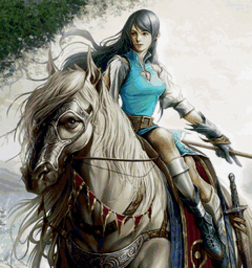 Девушка воин - фентези, девушка, конь, лошадь, воин - предпросмотр
