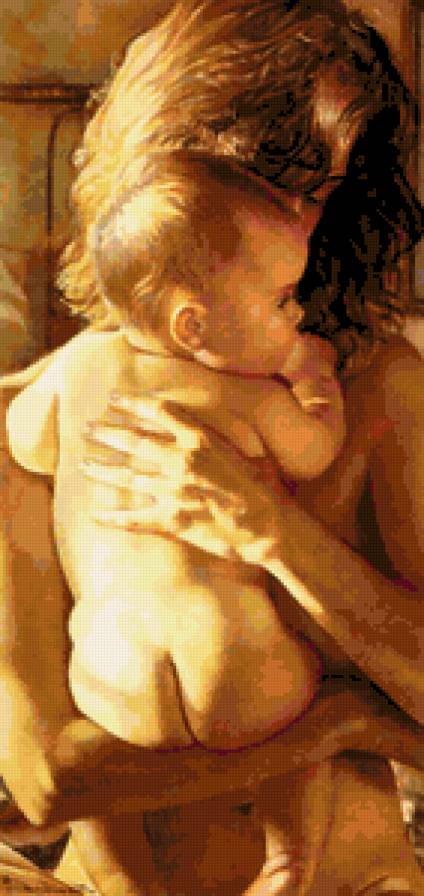 Материнская любовь - дети, живопись, ребенок, младенец, малыш, материнство, мать, мама - предпросмотр