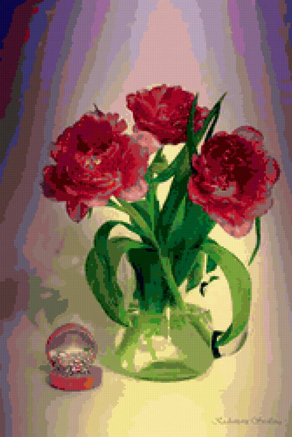 тюльпаны - тюльпаны, букет, весна, стекло, подарок, цветы - предпросмотр