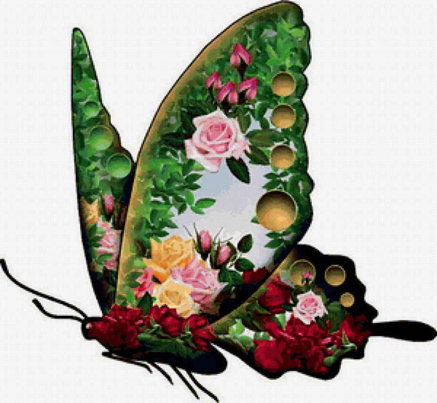 Бабочка - цветы, бабочка - предпросмотр