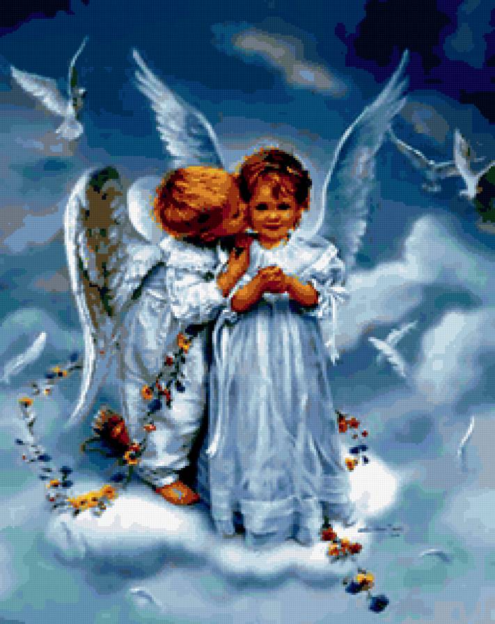 Ангелочки - дети, религия, ангел, небо - предпросмотр