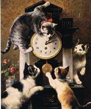 Схема вышивки «котята и часы»