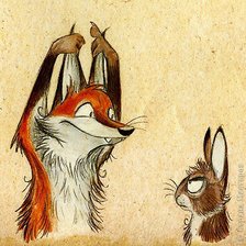 Оригинал схемы вышивки «Лиса и заяц» (№224516)