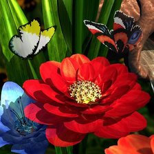 Оригинал схемы вышивки «Цветы и бабочки» (№224593)