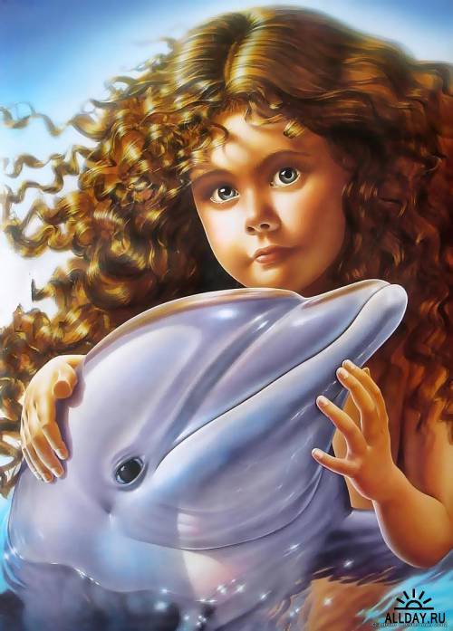 Девочка и дельфин - дельфин, дружба, девочка - оригинал