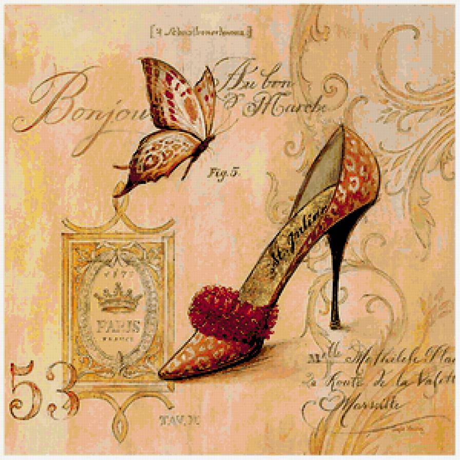 женские штучки - женские штучки, обувь, бабочки, мода, туфелька, панно - предпросмотр