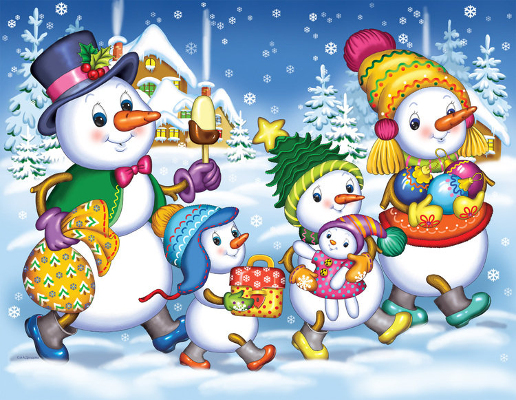 снеговики - зима, снеговик, детям, сказка, мультик, детская - оригинал