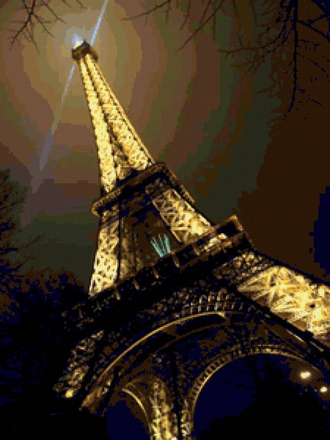 Эйфелева башня - франция, ночь, эйфелева башня, париж, небо - предпросмотр