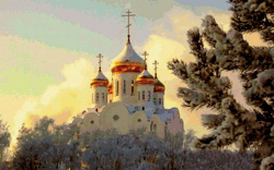 Золотые купола - церковь, храм, зима, купола, россия - предпросмотр