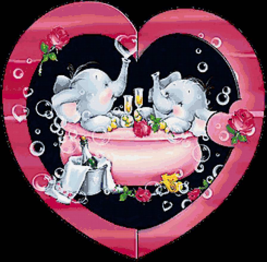 день валентина - романтика, любовь, валентинка, слон, слоник, влюбленных, сердечко - предпросмотр