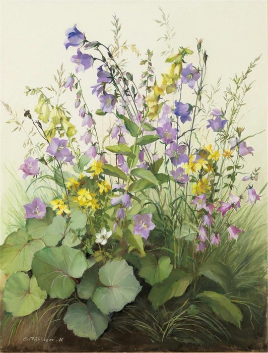 летняя меланхолия - акварель, лето, полевые цветы, цветы - оригинал