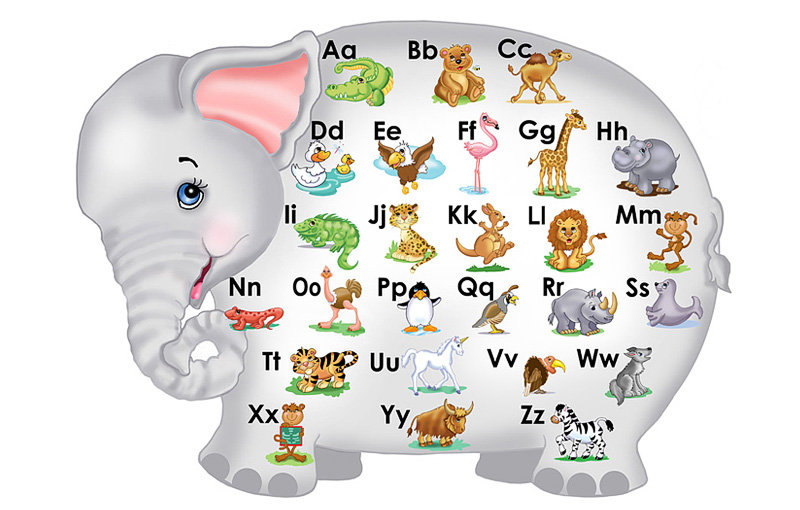 английский алфавит - детская, дети, детям, животные, слоник, учеба, зверята, слон - оригинал