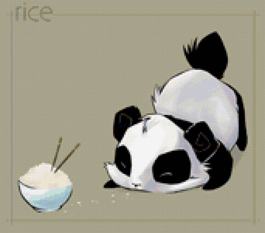 Панда и рис - рис, панда, прелесть - предпросмотр