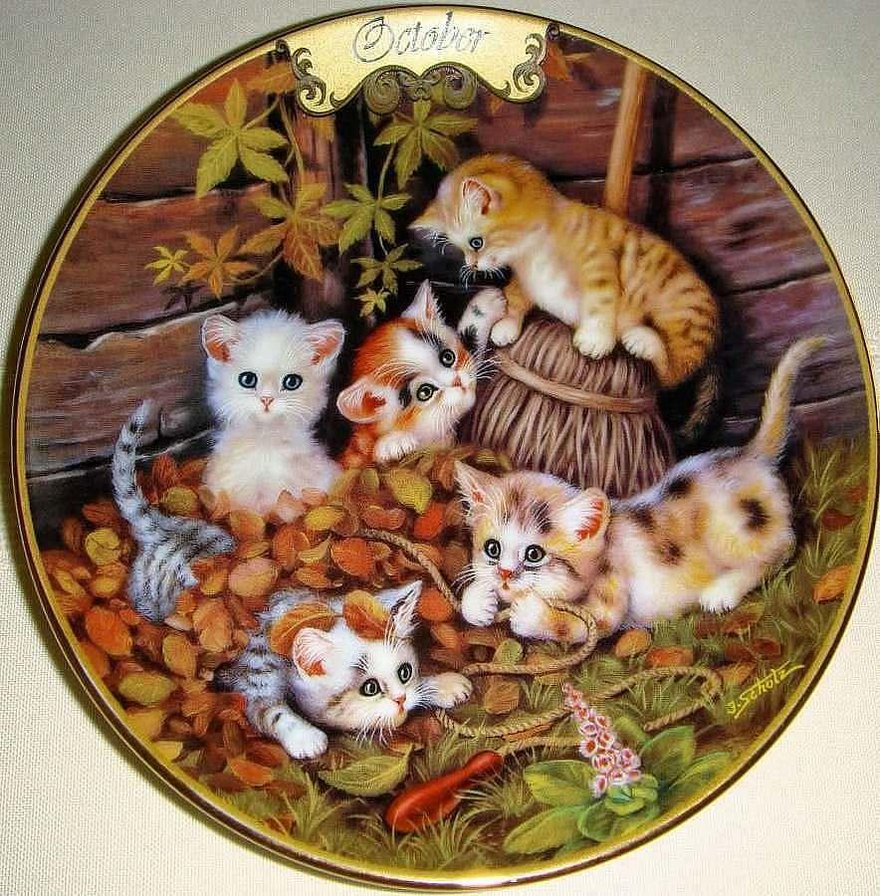 КОШКИН ДОМ (из серии "12 настроение") - котята, мусики, осень, 12 месяцев, животные, кошки, октябрь - оригинал