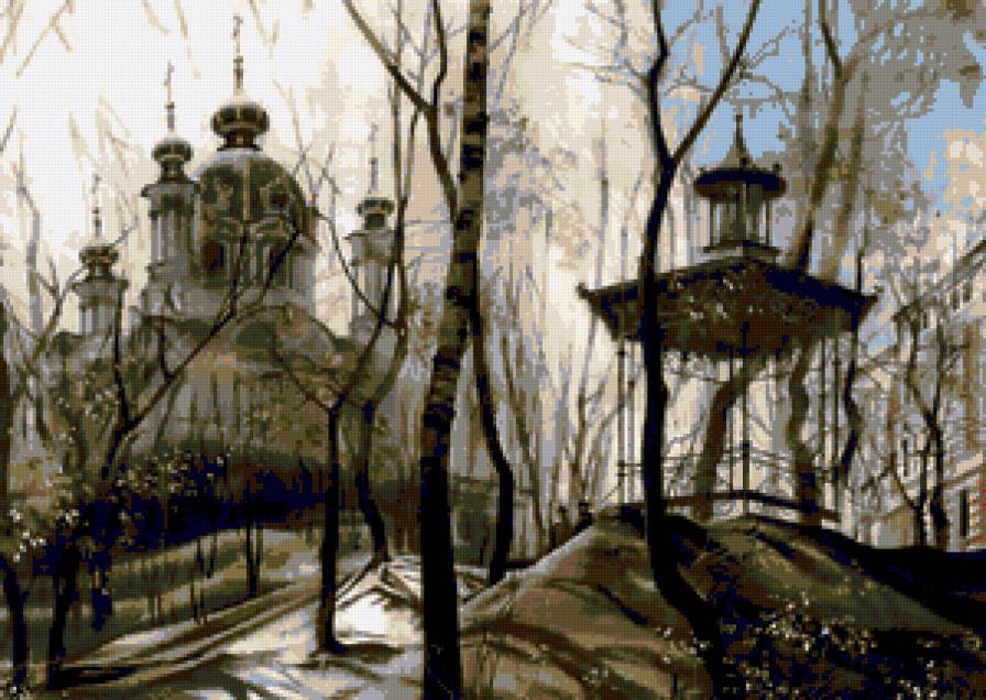 Весна. Сергей Брандт - парк, храм, церковь, весна - предпросмотр