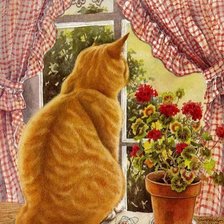Оригинал схемы вышивки «Кот у окна» (№227853)