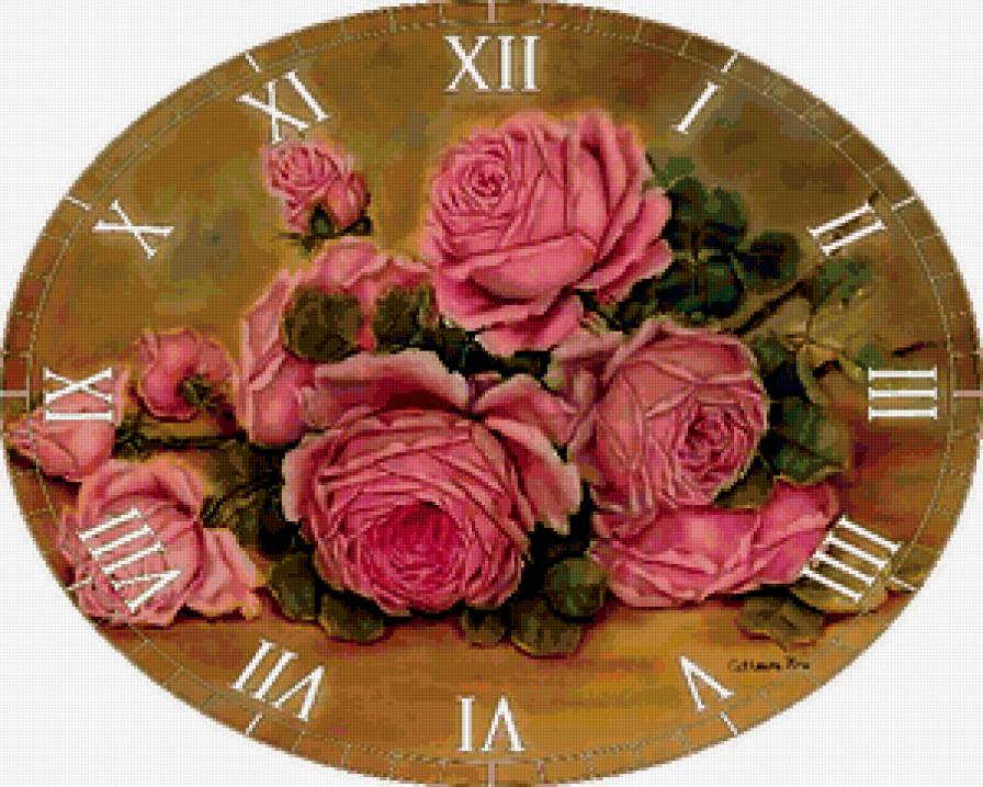 Часы с розами - розы, часы - предпросмотр