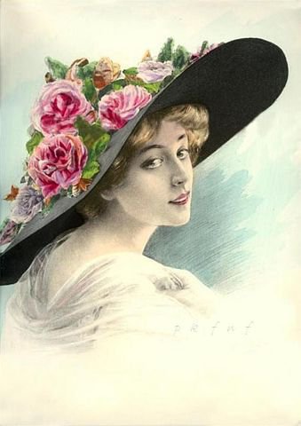 ДАМА В ШЛЯПЕ - шляпа, красавица, нежность, взгляд, женщина - оригинал