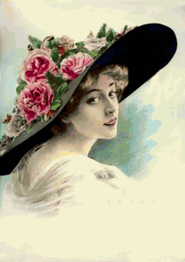 ДАМА В ШЛЯПЕ - женщина, красавица, нежность, шляпа, взгляд - предпросмотр