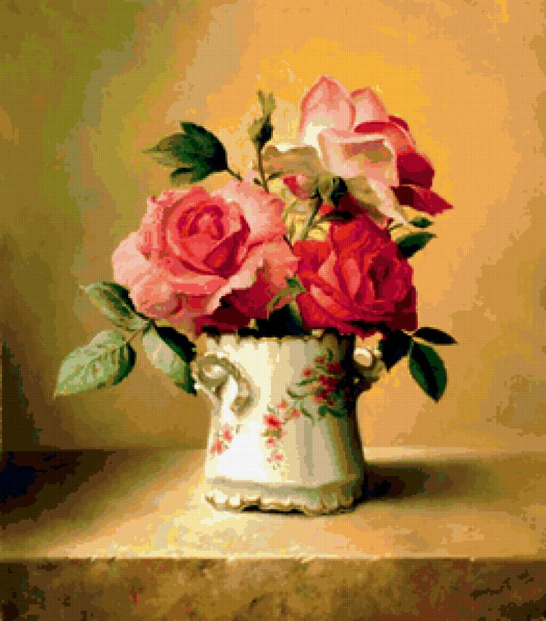 розы  на столе - розы, букет, цветы, натюрморт - предпросмотр