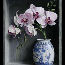 Оригинал схемы вышивки «орхидея в вазе» (№229852)