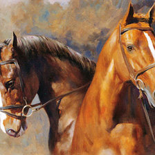 Оригинал схемы вышивки «Пара лошадей» (№230795)