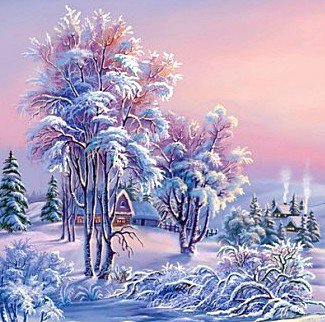 ХУДОЖНИЦА-ЗИМА - пейзаж, дерево, зима, снег, времена года - оригинал