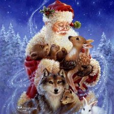 Схема вышивки «Дед Мороз и лесные звери»
